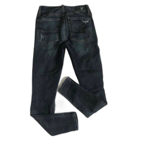 American Eagle Jeans Jegging Hi Rise Super Stretch Skinny 2 2R 26 x29 Ripped AEO - Picture 5 of 12